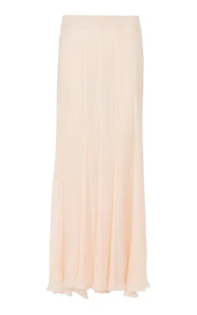 Chloé Jupe Longue Fluide En Mousseline De Soie In Pink