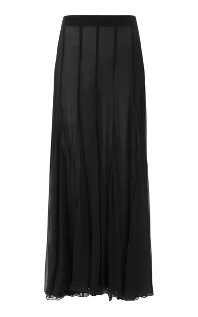 Chloé Maxi Skirt With Sheer Overlay And Flowy Design In Black