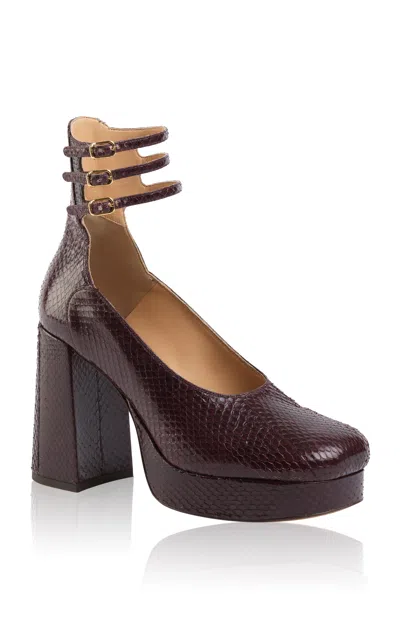 Chloé Loti Python Leather Platform Pumps In Purple
