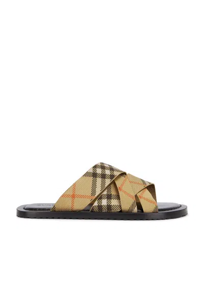 Burberry Pavilion Check Sandals In Beige