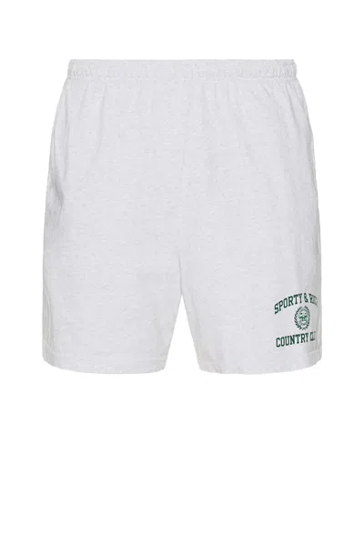 Sporty And Rich Varsity Crest Gym Short In Heather Grey