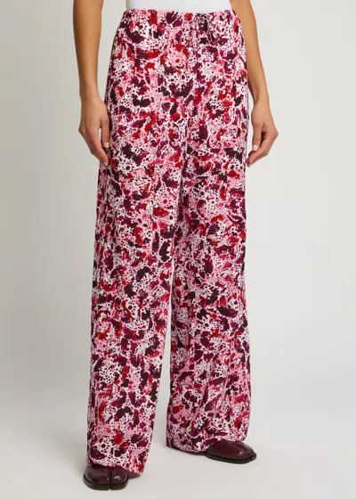 Dries Van Noten Puvis Printed Wide-leg Drawstring Pants In Fuchsia
