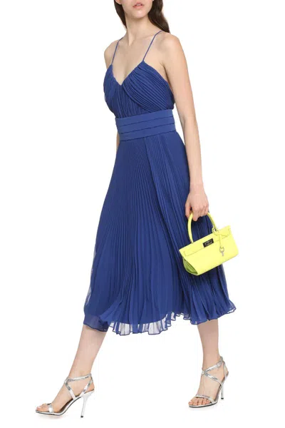 Max Mara Clarino Pleated Midi Dress In Blue