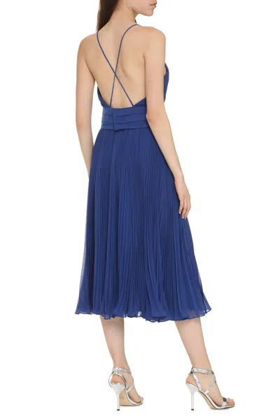 Max Mara Clarino Pleated Midi Dress In Blue