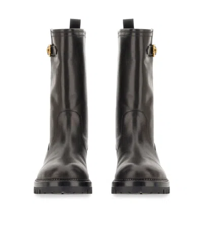 Versace Safety Pin Boots In Black