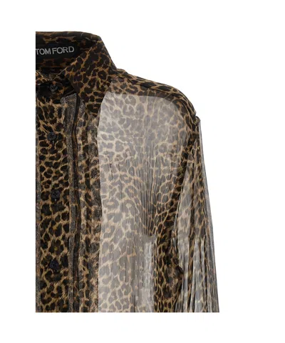 Tom Ford Semi-transparent Silk Chiffon Shirt In Neutral