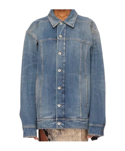 Rick Owens Drkshdw Long Sleeve Denim Jacket In Blue