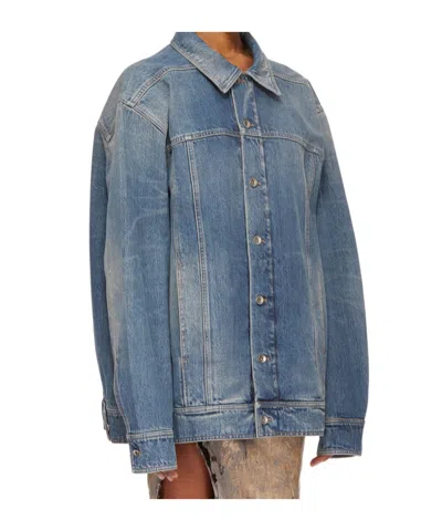 Rick Owens Drkshdw Long Sleeve Denim Jacket In Blue