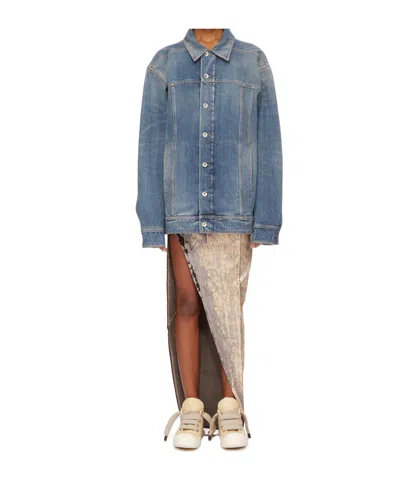 Rick Owens Drkshdw Long Sleeve Denim Jacket In Blue