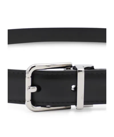 Dolce & Gabbana Black Leather Belt In Nero/rutenio