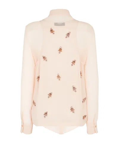 Fendi Women Georgette Top With Rhinestones And Sequins Embroidery In Multi