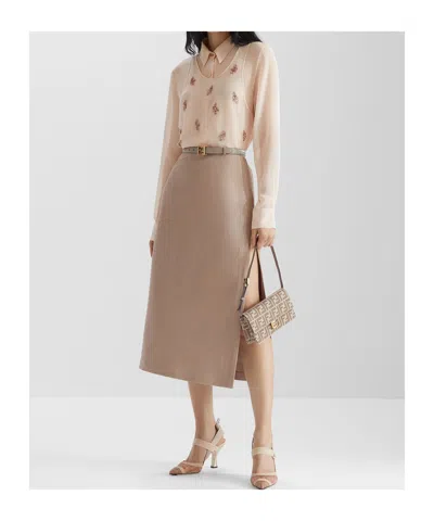 Fendi Women Georgette Top With Rhinestones And Sequins Embroidery In Multi