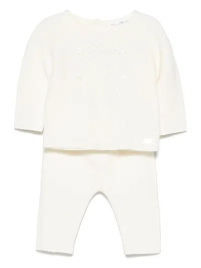 Tartine Et Chocolat Purl-knit Trousers Set (set Of Two) In White