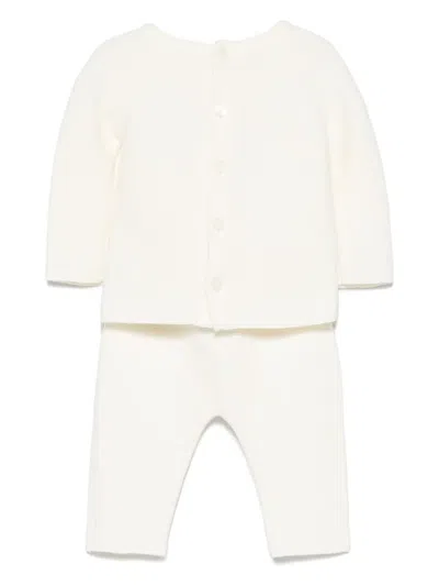 Tartine Et Chocolat Purl-knit Trousers Set (set Of Two) In White