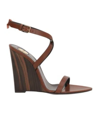 Saint Laurent Gippy Heeled Sandals In Brown