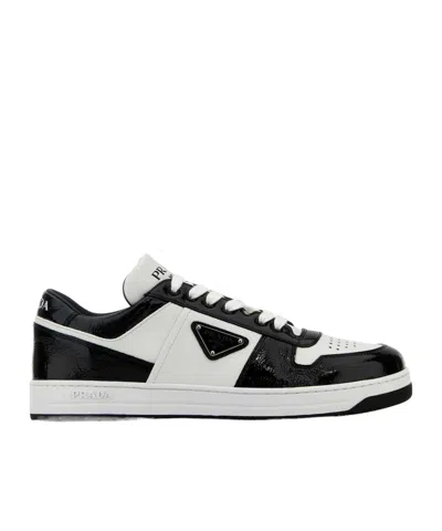 Prada White/black Leather Sneaker Downtown In Black