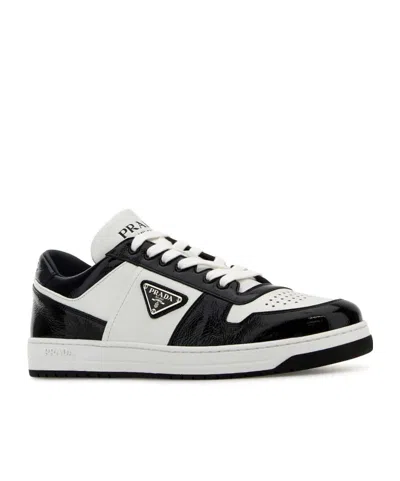 Prada White/black Leather Sneaker Downtown In Black