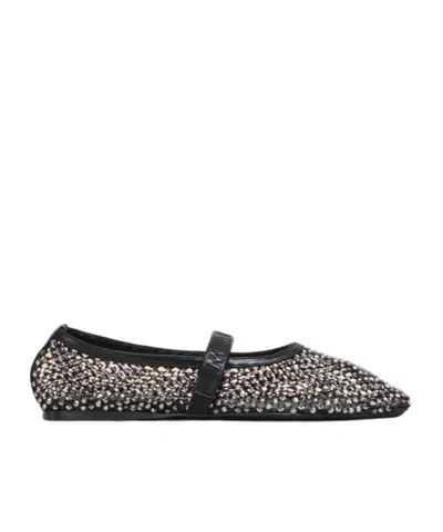 Marni Black Mesh Mary Jane Ballet Flat With Crystals