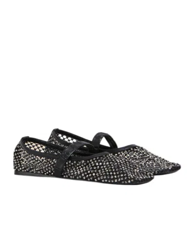 Marni Black Mesh Mary Jane Ballet Flat With Crystals