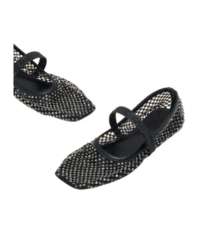 Marni Black Mesh Mary Jane Ballet Flat With Crystals