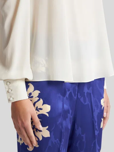 Etro Silk Top With Open Shoulders And Ruffles In White