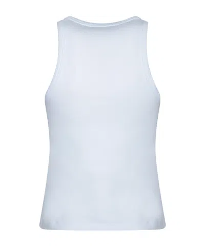 Msgm Logo Racerback Ribbed Slim Fit Tops In White
