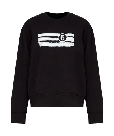 Mm6 Maison Margiela Oversized Cotton-jersey Sweatshirt In Black