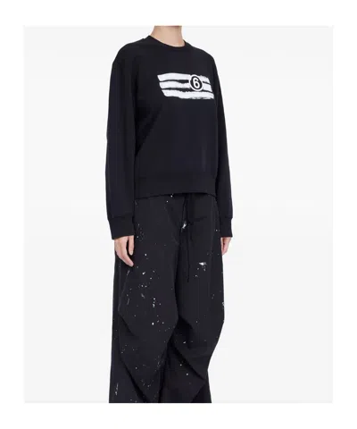 Mm6 Maison Margiela Oversized Cotton-jersey Sweatshirt In Black