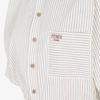 Fendi Women's Cream-coloured Cotton And Silk Cropped Shirt In White