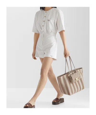 Fendi Women's Cream-coloured Cotton And Silk Cropped Shirt In White