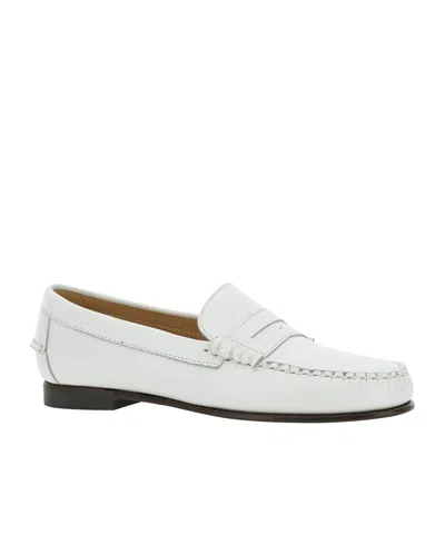 Sebago Classic Dan Leather Loafers For Women In White