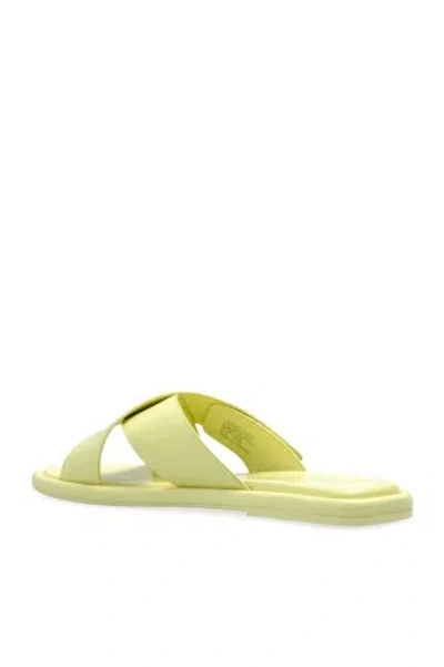 Tory Burch Turnlock Leather Flat Sandals In Yellow