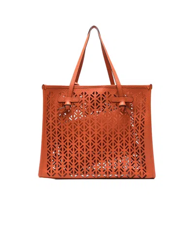 Gianni Chiarini Marcella Shopping Bag In Double Bubble Leather In Red