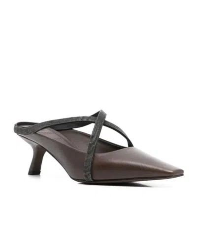 Brunello Cucinelli Square Pointed Sandals In Brown