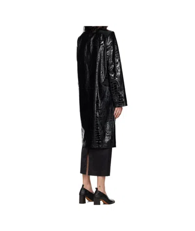 Totême Croc Embossed Leather Coat In Black
