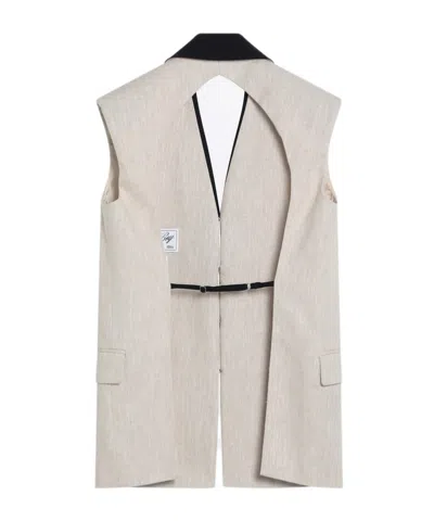 Erika Cavallini Linen Waistcoat With Open Back In White