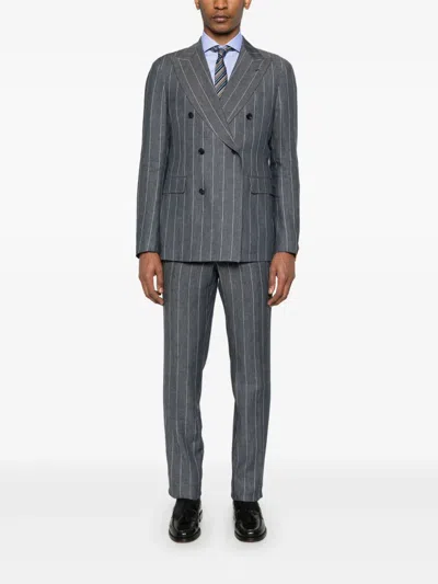 Canali Mini Check-pattern Shirt In Blue