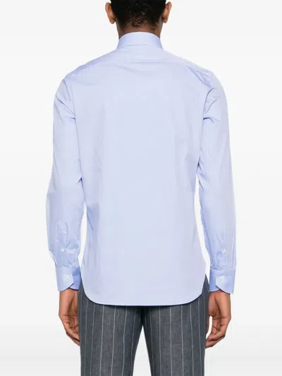 Canali Mini Check-pattern Shirt In Blue