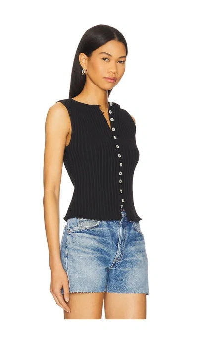 Free People Tilly Rib Button-up Top In Black