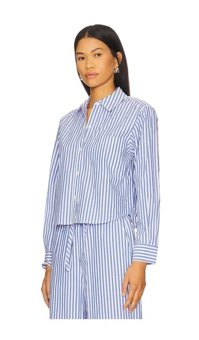 Rails Ramy Striped Cropped Button-front Shirt In Blue