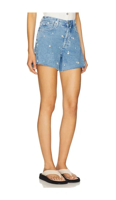 Rails Mesa Flower Embroidered High Waist Cutoff Denim Shorts In Indigo Floral