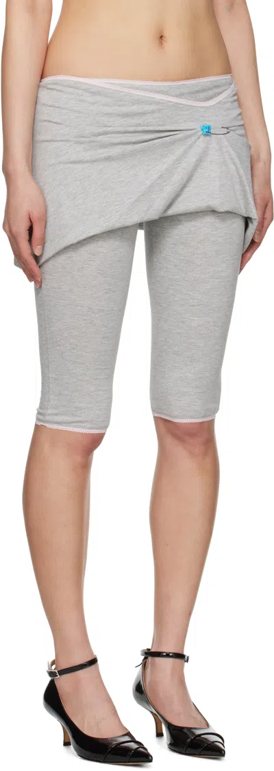 Ashley Williams Gray Nappy Pin Shorts In Grey