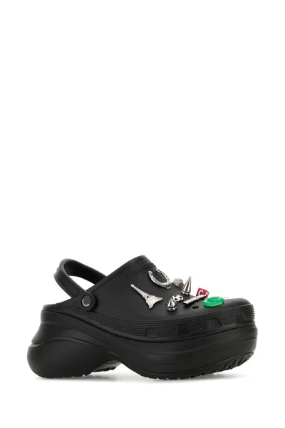 Balenciaga Black Crocs Jibbitz Clogs In Black