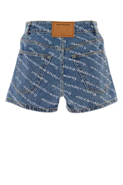 Alexander Wang Denim Shorts Featuring Printed Design In Blue