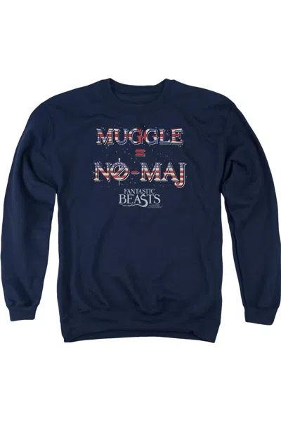 Gildan Fantastic Beasts Uk Us No Maj Adult Crewneck Sweatshirt In Blue
