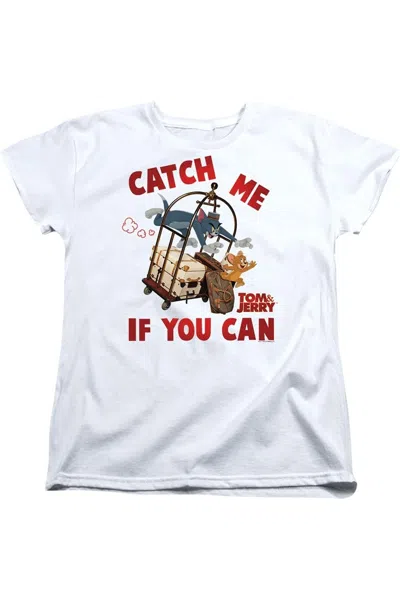 Gildan Tom And Jerry Movie Catch Me If You Can Short Sleeve Women´s Tee / T-shirt In White