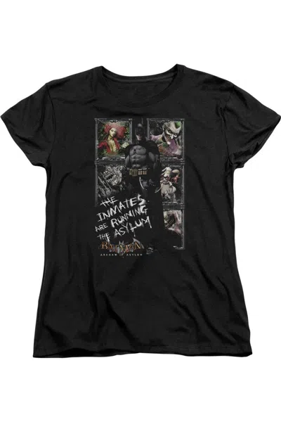 Gildan Batman Arkham Asylum Running The Asylum Short Sleeve Womens Tee / T-shirt In Black