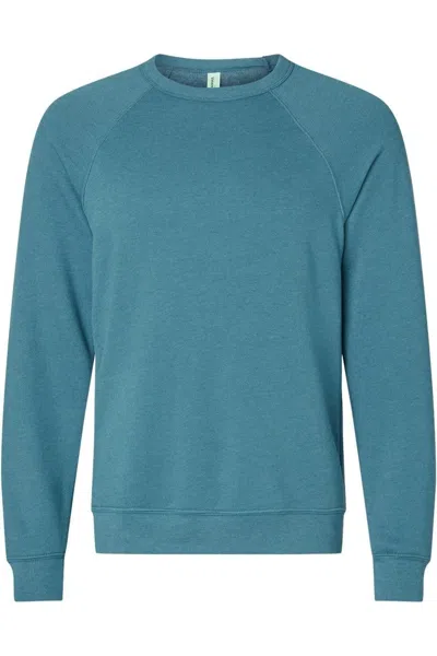 Bella+canvas Sponge Fleece Raglan Crewneck Sweatshirt In Blue
