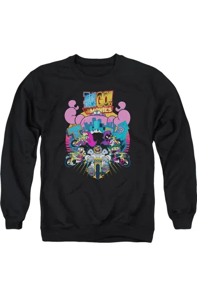 Gildan Teen Titans Go To The Movies Burst Through Adult Crewneck Sweatshirt In Black