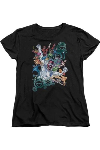 Gildan Green Lantern Lanterns Unite Short Sleeve Womens Tee / T-shirt In Black
